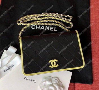 Replica Chanel Wallet On Chain – WOC Color Pop CC Lambskin Black