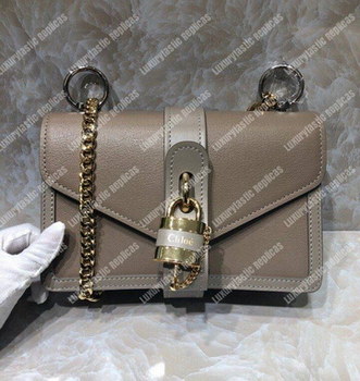 Replica Chloe Aby Chain Shoulder Bag In Shiny Goatskin And Calfskin Grey