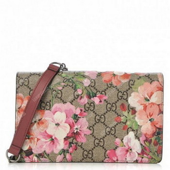 Replica Gucci GG Supreme Blooms Chain Wallet Antique Rose