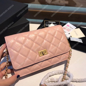 Replica Chanel Wallet On Chain – WOC Aged Calfskin Pink