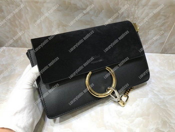 Replica Chloe Faye Small Shoulder Bag In Smooth And Suede Calfskin Black