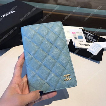 Replica Classic Passport Holder Caviar Leather Sky Blue