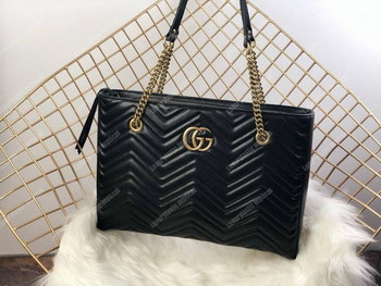 Replica Gucci GG Marmont Matelassé Medium Tote Bag Black Pre Fall 2018