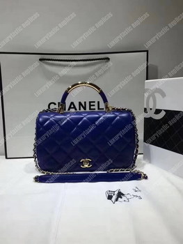 Replica Chanel Medium Flap Bag With Top Handle Blue