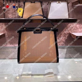 Replica Fendi Peekaboo X Lite Medium Beige Leather Bag