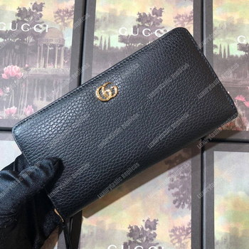 Replica Gucci Leather Zip Around Wallet Black