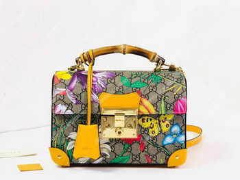 Replica Gucci Padlock GG Flora Small Bamboo Shoulder Bag