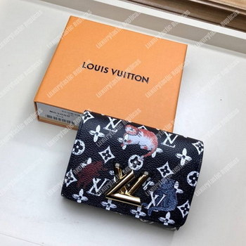 Replica LV Twist Compact Wallet Catogram Dogs and Cats Black White