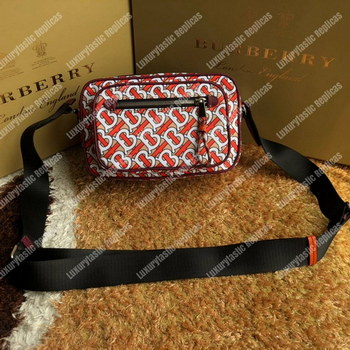 Replica Burberry Monogram Print And Leather Crossbody Bag Vermilion
