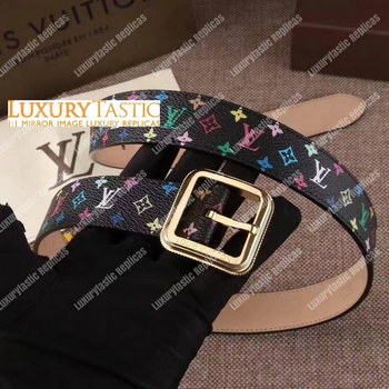 Replica LV Malletier Belt 30mm Takashi Murakami Edition Black