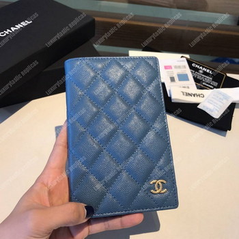 Replica Classic Passport Holder Caviar Leather Blue