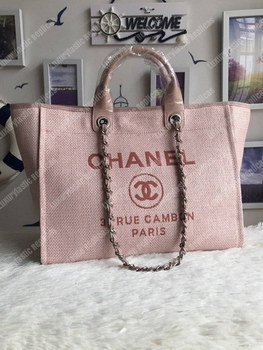 Replica Chanel Deauville Fabric Tote PinkFuchsia