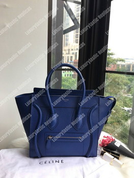 Replica Celine Micro Luggage Handbag In Drummed Calfskin Petrol