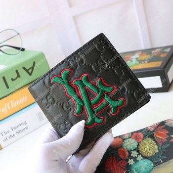 Replica Gucci GG Signature Leather Wallet with LA Dodgers Patch™