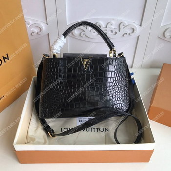 Replica LV Capuccines BB Crocodilien Mat Noir
