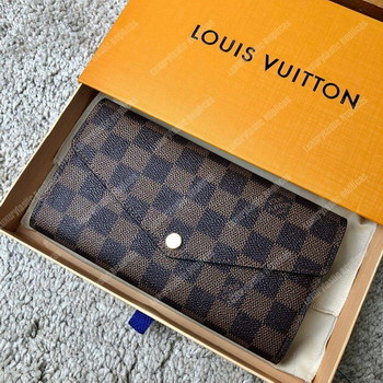 Replica LV Sarah Wallet Damier Ebene Rose Ballerine