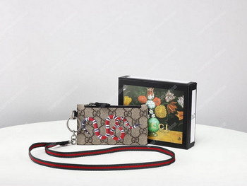 Replica Gucci Kingsnake Print GG Supreme Card Case Keychain Strap