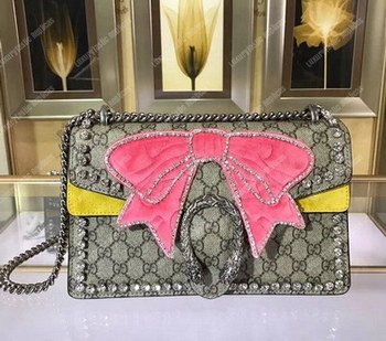Replica Gucci Dionysus Crystal And Pink Bow Shoulder Bag