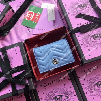 Replica Gucci GG Marmont Card Case Wallet Aquamarine