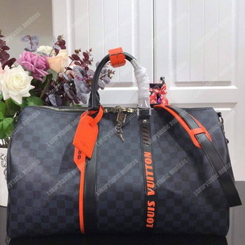 Replica LV Keepall Bandoulière 45 Race Damier Cobalt Canvas