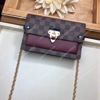 Replica LV Vavin Chain Wallet Damier Ebene Bordeaux Noir