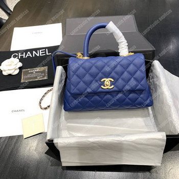 Replica Chanel Flap Bag With Top Handle Caviar Leather Blue