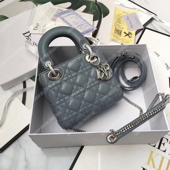 Replica Mini Lady Dior Lambskin Bag Storm Blue