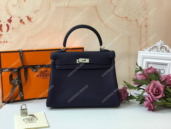 Replica Hermes Kelly 32 Togo Sapphire Blue Silver toned Hardware