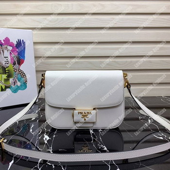 Replica Prada Emblème Saffiano Leather Bag White