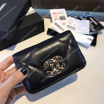 Replica Chanel 19 Zipped Coin Purse Black