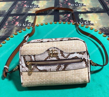 Replica Gucci Online Exclusive Ophidia Mini Bag CreamBrown Snakeskin Trim