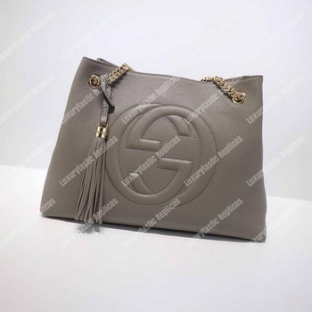 Replica Gucci Soho Shoulder Bag Chain Strap Medium Grey