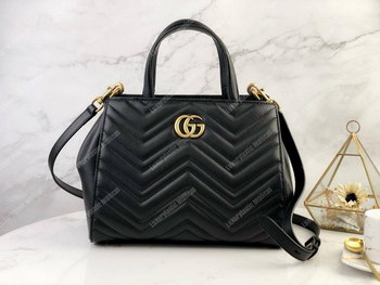 Replica Gucci GG Marmont Small Matelassé Top Handle Bag Black