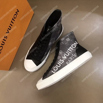 Replica LV Tattoo Sneaker Boot Dameir Tartan Canvas Black
