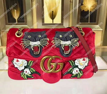 Replica Gucci GG Marmont Medium Velvet Bag Angry Cat