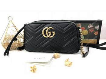 Replica Gucci GG Marmont Small Matelassé Shoulder Bag Black