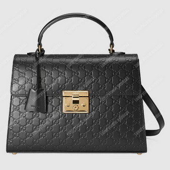 Replica Gucci Padlock Medium Signature Top Handle Bag Black