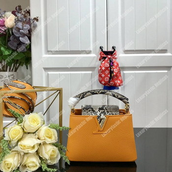 Replica LV Capucines Mini Taurillon Python Jaune