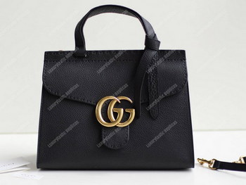 Replica Gucci GG Marmont Small Top Handle Bag Lightweight Leather Black