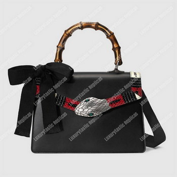 Replica Gucci Lilith Leather Top Handle Bag Black
