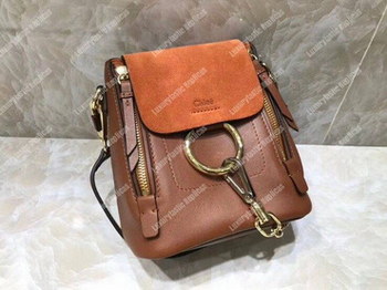 Replica Chloe Mini Faye Backpack In Smooth And Suede Calfskin Brown