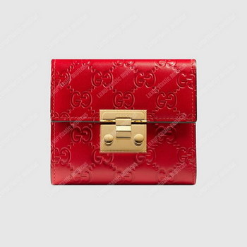 Replica Gucci GG Padlock Wallet Hibiscus Red