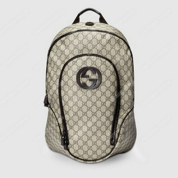 Replica Gucci GG Supreme Interlocking G Backpack BeigeEbony