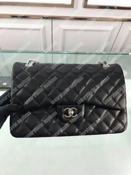 Replica Chanel Classic Jumbo Double Flap Bag Black Silver Hardware