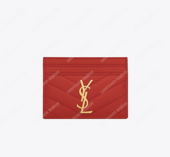 Replica Saint Laurent Monogram Card Case Shine Red