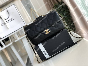 Replica Chanel Lambskin Flap Bag Black