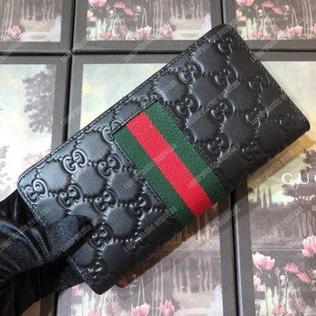 Replica Gucci Signature Web Zip Around Leather Wallet