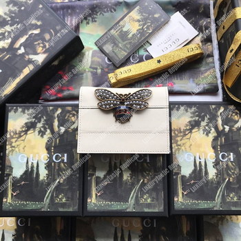 Replica Gucci Queen Margaret Leather Card Case Wallet White