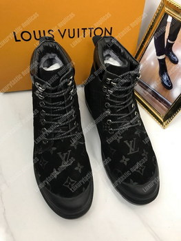 Replica LV Suede Monogram Ankle Boots Black
