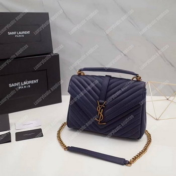 Replica Saint Laurent Classic Medium College Monogram Blue Gold Toned